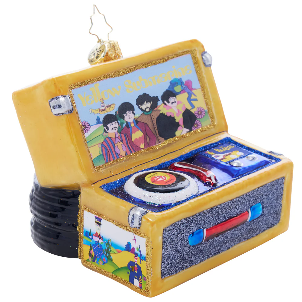 Beatles x Radko Rockin' Yellow Submarine Turntable Ornament - Image 2
